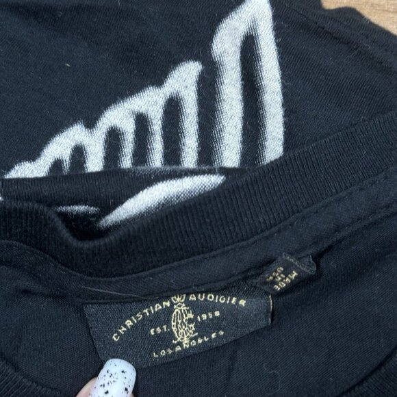 Christian Audigier RARE‎ Fish Print Black T-Shirt Sz XL V-Neck, Made in USA - Picture 7 of 12